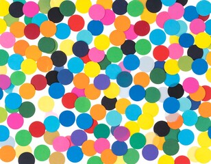 Colorful circular confetti on white background