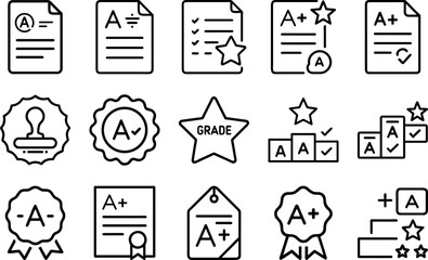 Set of Grade Icons Educational Rating and Evaluation Symbols