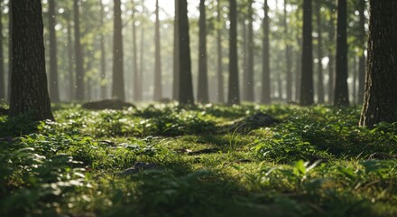 Forest floor sunlight scene