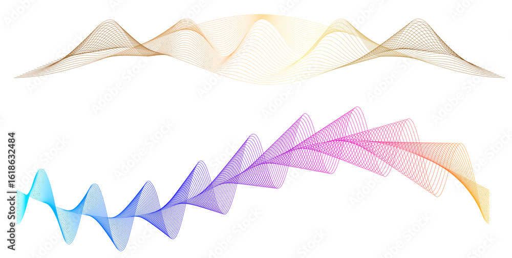 Aufkleber wave of many colored lines. abstract wavy stripes on a white background isolated. creative line art.