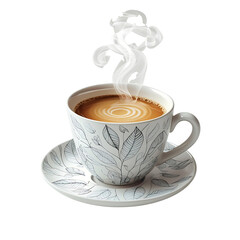 Cup of coffee latte isolated on white background with clipping path. Generative AI