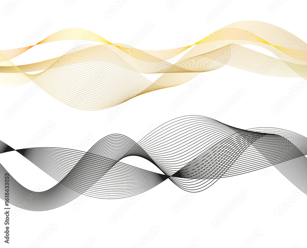 Aufkleber wave of many colored lines. abstract wavy stripes on a white background isolated. creative line art.