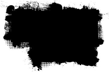 black ink brush painting banner label artistic grunge graphic element