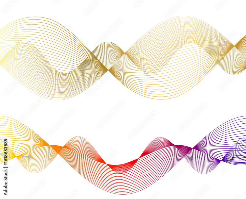 Poster wave of many colored lines. abstract wavy stripes on a white background isolated. creative line art.