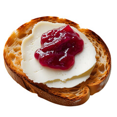 Delicious breakfast toast with butter and jam on a transparent background. Generative AI