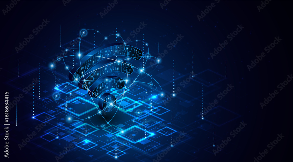 Poster abstract wifi symbol. concept of communication technology, internet signal or wireless connection.