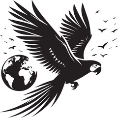 Bird Parrot Logo Vector Black Silhouette Illustration
