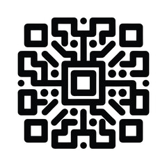Complex QR Code Design in Black and White Silhouette