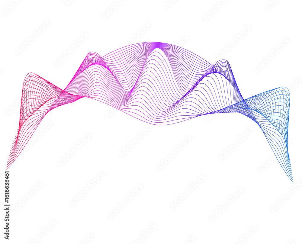 Poster wave of many colored lines. abstract wavy stripes on a white background isolated. creative line art.