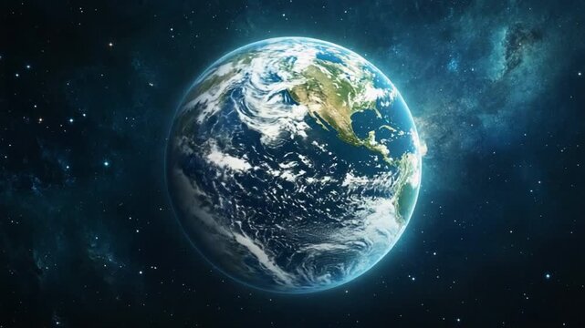 Celestial Sphere: An awe-inspiring view of Earth from space. This mesmerizing depiction of our planet showcases its vibrant colors, clouds, continents, and oceans.
