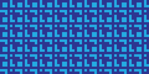 Seamless Blue Rectangular Pattern With Geometric Symmetry and Digital Style