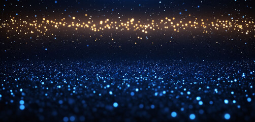 Blue and Gold Glitter Lights with Bokeh Background