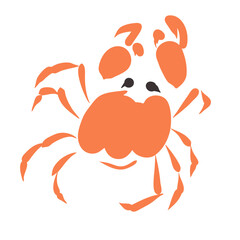 Colorful crab vector illustration isolated on white background. Aquatic animal in flat design. Perfect for logo, signboard, restaurant menu, fish market, seafood shop.