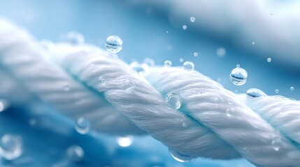 A close up of a rope with water droplets on it