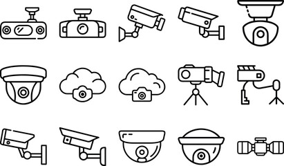 Set of Security Camera Icons Surveillance and Monitoring Symbols
