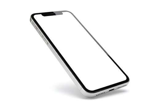 Modern smartphone with blank screen displayed at an angle