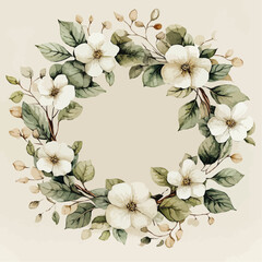 watercolor flower and leaves for decoration generative AI