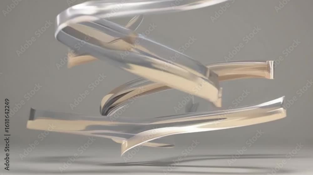 Poster abstract metal sculpture showcasing an elegant design against a gradient background. its polished su