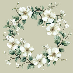 watercolor flower and leaves for decoration generative AI