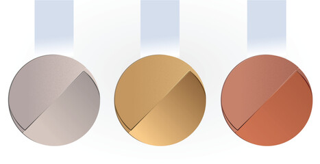 Realistic Medals from gold, silver and bronze 2026 Mockup stock illustration
