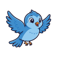 A blue bird cartoon vector art in white art background illustration.