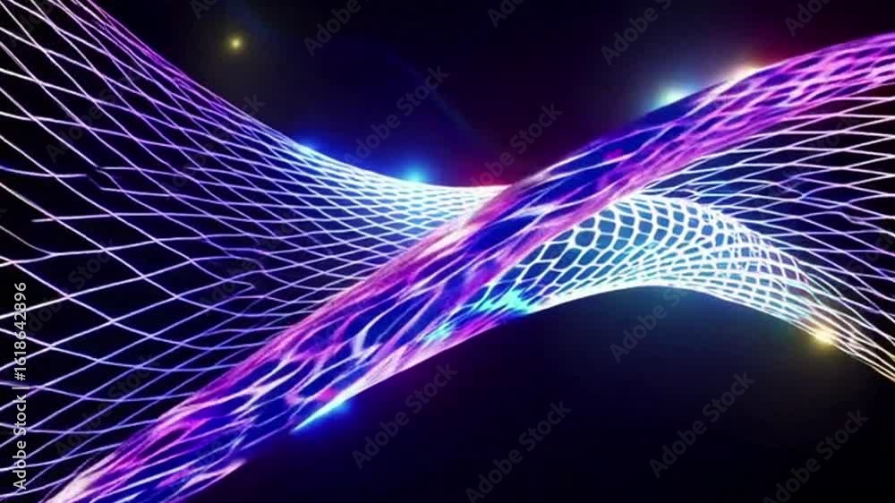 Poster abstract digital graphic with glowing lines and vibrant colors, representing the flow of data and in