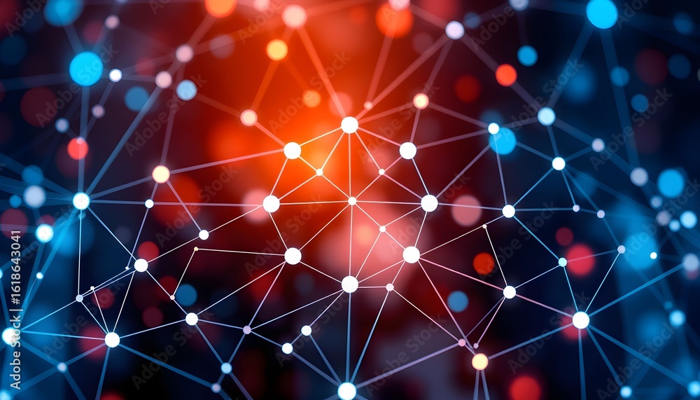 Aufkleber abstract network graphic with interconnected nodes and vibrant colors.