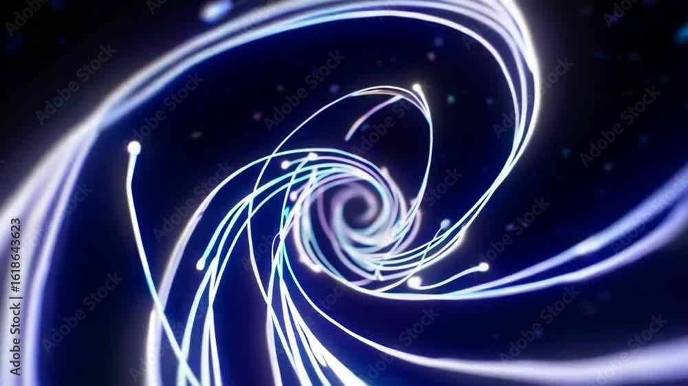 Poster a mesmerizing digital spiral design with flowing lines, representing abstract concepts and futuristi