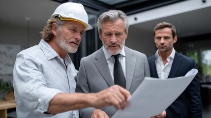 Business Meeting with Engineers Discussing Construction Project Plans