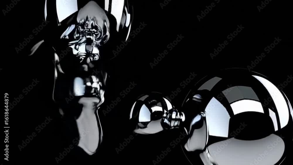Poster abstract of a shiny liquid, reflecting and distorting the environment, forms intriguing shapes