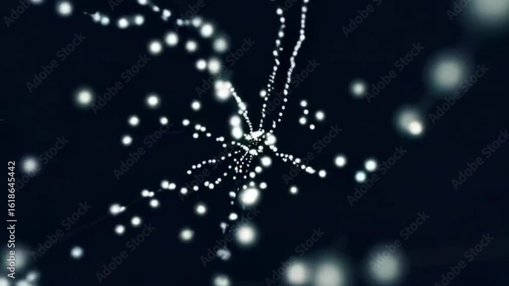 Poster abstract depiction of interconnected dots on a dark background, evoking a sense of network and conne