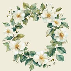 watercolor flower and leaves for decoration generative AI