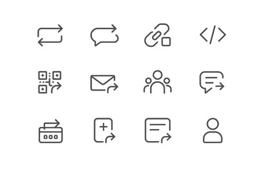 Vector icons for web and communication design on dark background