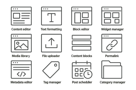 User interface with content editing and file management icons