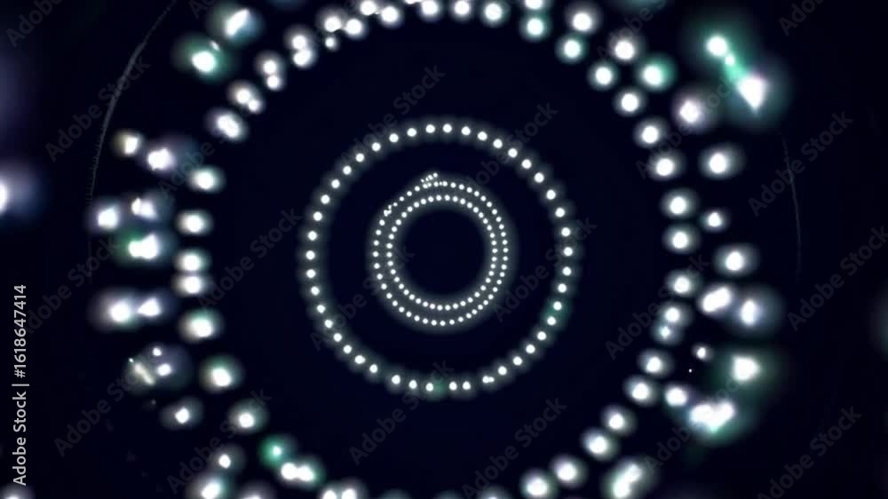 Poster abstract geometric design with circles of glowing particles. the image captures a sense of infinite 