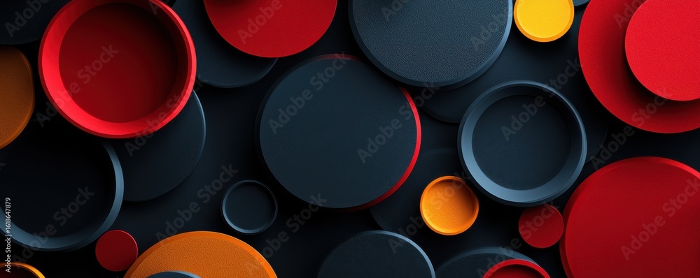 Aufkleber abstract colorful 3d circles pattern in vibrant tones on dark background