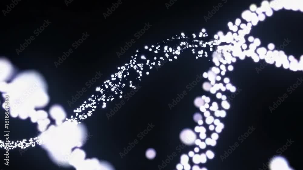 Poster abstract dna strands with glowing particles and dark background. this image visualizes the essence o