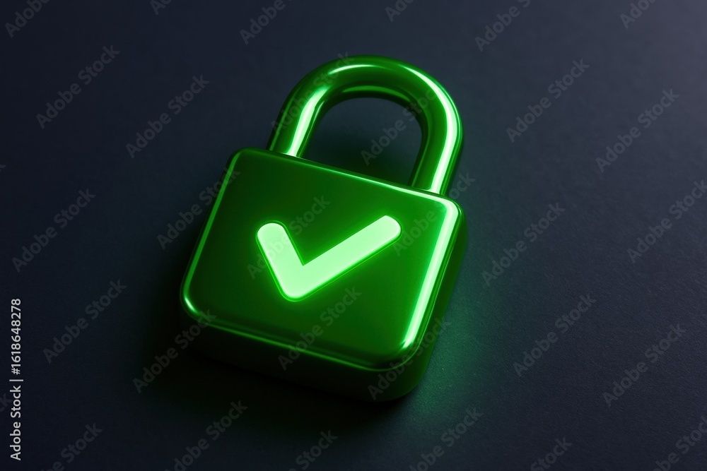 Poster green padlock displaying verified access symbol embodies digital trust and online security ensuring 