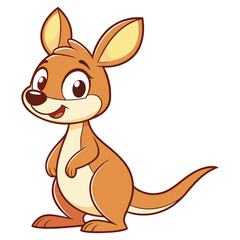 Cute Cartoon Kangaroo on white background