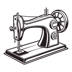 Vintage sewing machine on white background