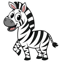 Happy cartoon Zebra on white background