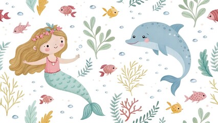 mermaid and fish