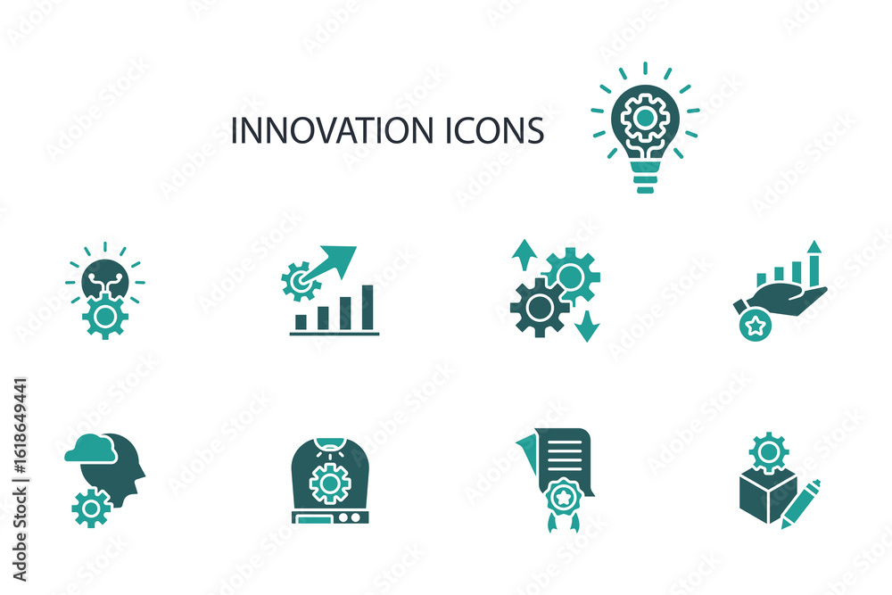 Poster innovation icon set.vector.editable stroke.linear style sign for use web design,logo.symbol illustra