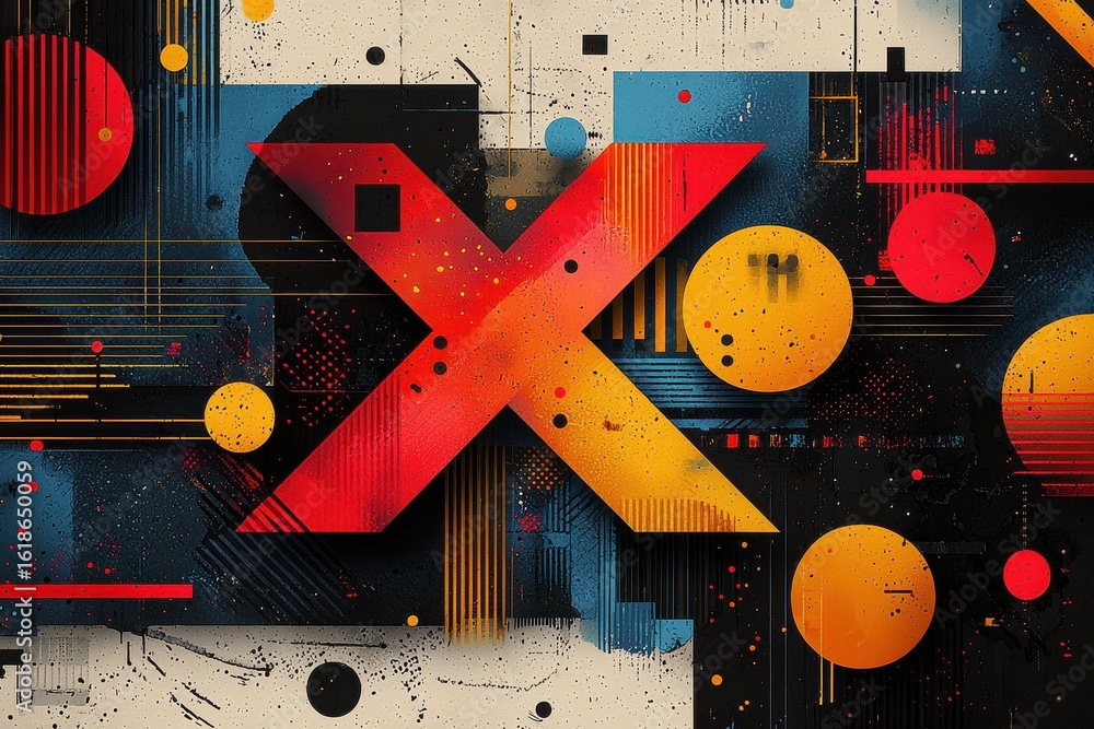 Poster colorful abstract design with geometric shapes and dynamic modern patterns