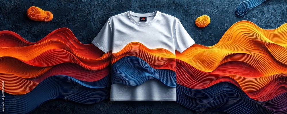 Aufkleber abstract pattern of colorful waves on a white fabric background