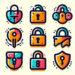lock icons set