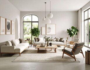 Fototapeta premium Modern minimalist living room design