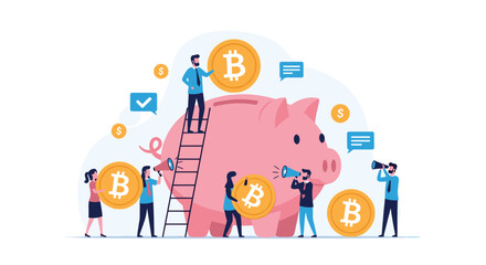 Naklejka premium Cryptocurrency investment growing savings through digital currency and financial planning