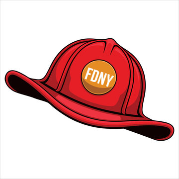 recommend clip art: Red firefighter helmet cartoon vector illustration on transparent background. Great for emergency services, safety education, and firefighting promotional graphics.