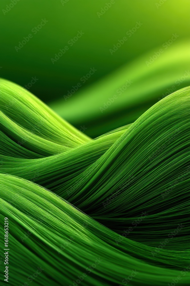 Poster abstract green wave pattern with soft gradient and flowing texture design